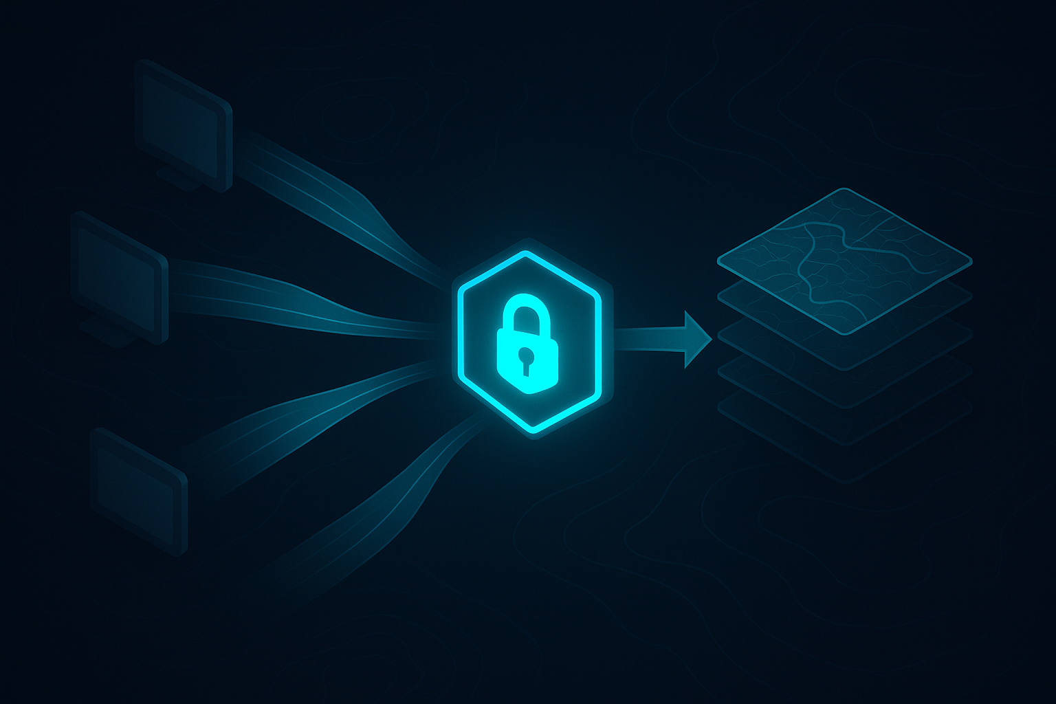 Proxy Token Manager architecture diagram — secure token gateway between client devices and ArcGIS Enterprise Map, Feature, and Image Services